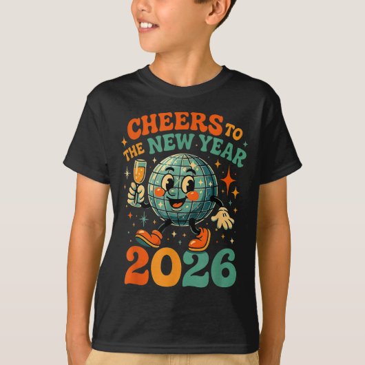 Cheers To The New Year 2026 Retro Disco Gift  T-shirt (Voorkant)
