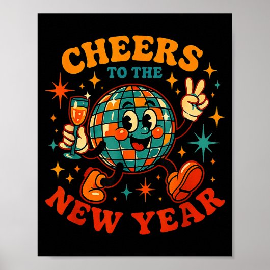 Cheers To The New Year 2026 Retro Party Gift  Poster (Voorkant)