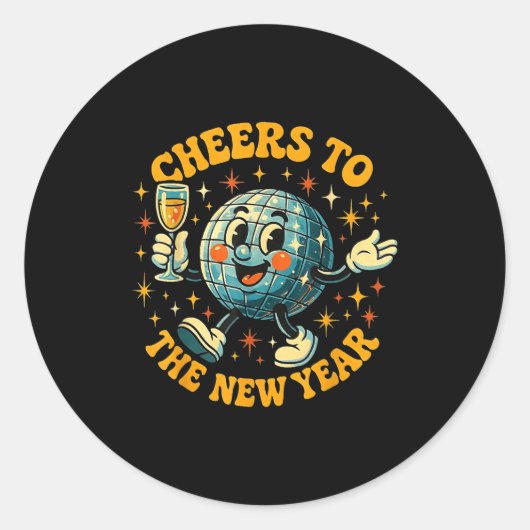 Cheers To The New Year 2026 Retro Party Gift  Ronde Sticker (Voorkant)