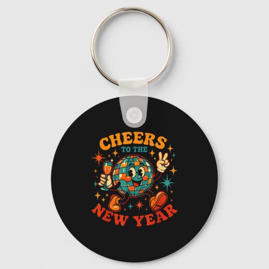 Cheers To The New Year 2026 Retro Party Gift  Sleutelhanger (Voorkant)