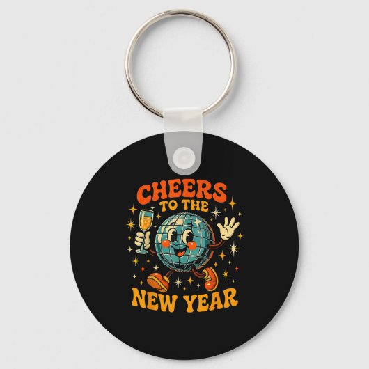 Cheers To The New Year 2026 Retro Party Gift  Sleutelhanger (Voorkant)