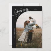 Cheers To The New Year Black Curved Frame Photo Feestdagenkaart (Voorkant)