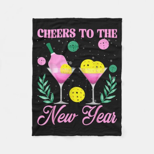 Cheers To The New Year Champagne Gl &amp; Ckleball Fleece Deken (Voorkant)