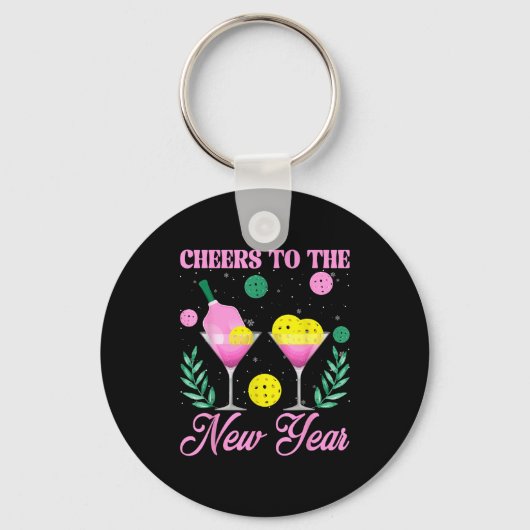 Cheers To The New Year Champagne Gl & Ckleball Sleutelhanger (Voorkant)