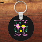 Cheers To The New Year Champagne Gl & Ckleball Sleutelhanger (Voorkant)