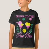 Cheers To The New Year Champagne Gl & Ckleball T-shirt (Voorkant)