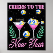 Cheers To The New Year Champagne Gl &amp; Volleyba Poster (Voorkant)