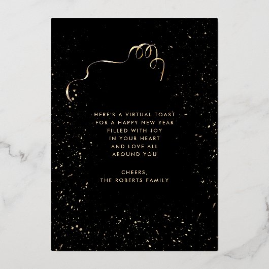 Cheers to the New Year Champagne Glasses Folie Feestdagenkaart (Achterkant)