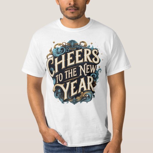 Cheers to the New Year Champagne T-shirt (Voorkant)