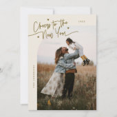 Cheers To The New Year Cream Curved Frame Photo Feestdagenkaart (Voorkant)