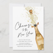 Cheers to the New Year Party Invitation Kaart (Voorkant)