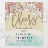 Cheers to the Wedding Summer Sandy Beach Starfish Wijn Etiket (Enkel label)