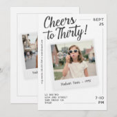 Cheers to Thirty 30 Retro Photo Birthday  Kaart (Voorkant / Achterkant)
