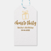 Cheers to thirty yellow brown birthday pastel gift cadeaulabel (Achterkant)