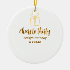 Cheers to thirty yellow brown birthday pastel gift keramisch ornament