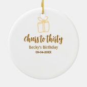 Cheers to thirty yellow brown birthday pastel gift keramisch ornament (Achterkant)