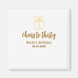 Cheers to thirty yellow brown birthday pastel gift magneet