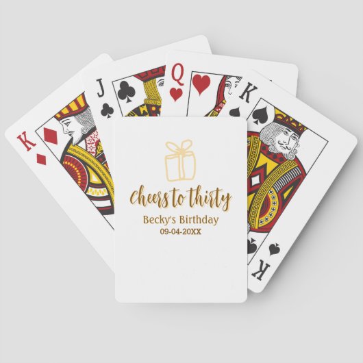 Cheers to thirty yellow brown birthday pastel gift pokerkaarten (Achterkant)