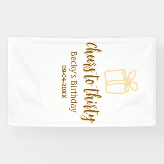 Cheers to thirty yellow brown birthday pastel gift spandoek (Horizontaal)