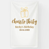 Cheers to thirty yellow brown birthday pastel gift spandoek (Verticaal)