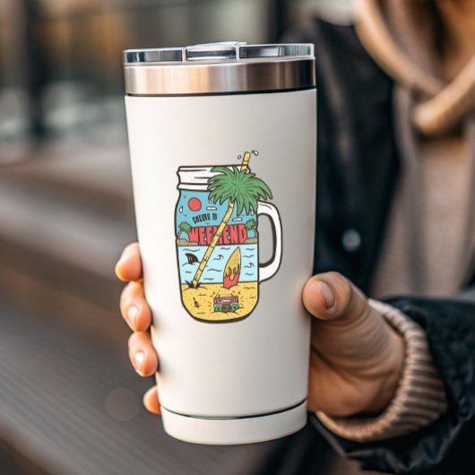 Cheers to Weekends Funny Camping | Afgesneden Stic Sticker