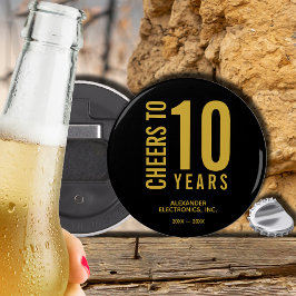 Cheers tot 10 jaar Business Jubileum Button Flesopener
