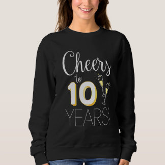 Cheers tot 10 jaar gehuwde paarse champagne-oud trui