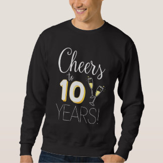 Cheers tot 10 jaar gehuwde paarse champagne-oud trui