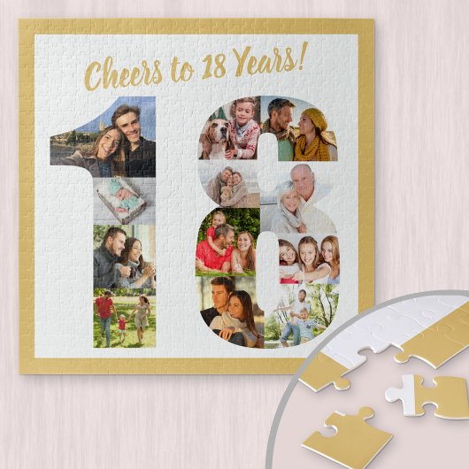 Cheers tot 18 jaar Nummer 18 Photo Collage Square Legpuzzel