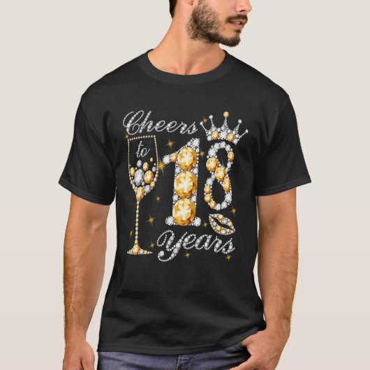 Cheers tot 18 jaar oude 18e verjaardag koningin D T-shirt (Voorkant)