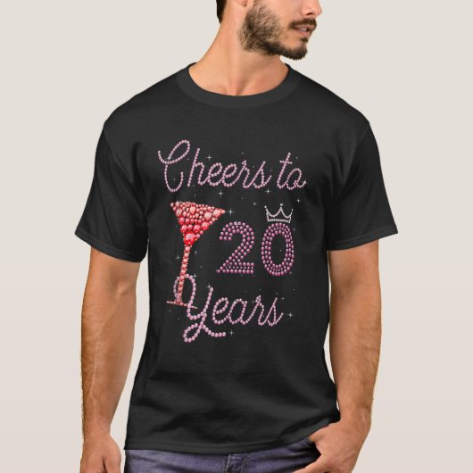 Cheers tot 20 jaar 20 jaar 20 jaar oud dag t-shirt (Voorkant)