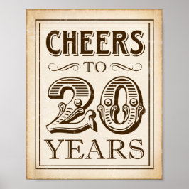  CHEERS TOT 20 JAAR Ondertekening afdrukken Poster