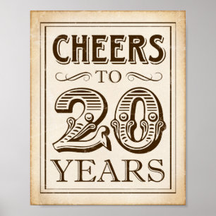  CHEERS TOT 20 JAAR Ondertekening afdrukken Poster