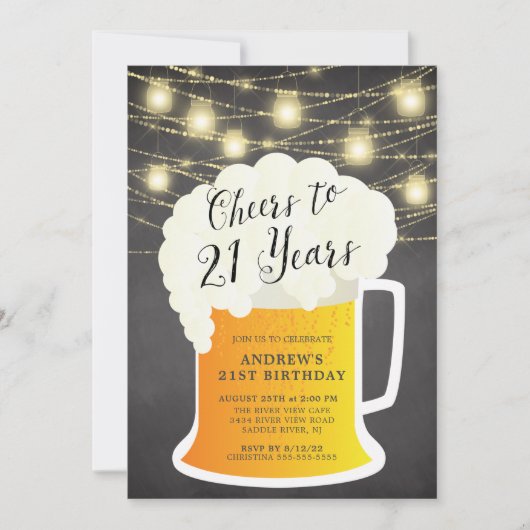 Cheers tot 21 jaar 21e uitnodiging op zaterdag (Voorkant)