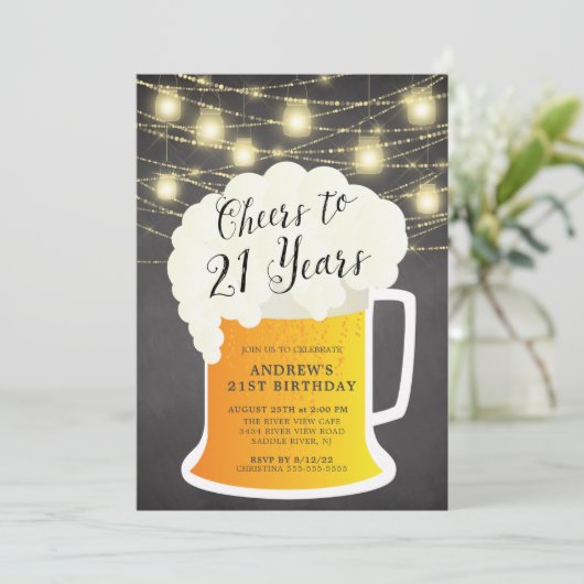 Cheers tot 21 jaar 21e uitnodiging op zaterdag (Staand voorkant)