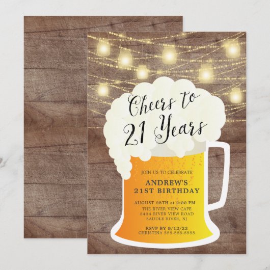 Cheers tot 21 jaar 21e uitnodiging op zaterdag (Voorkant / Achterkant)