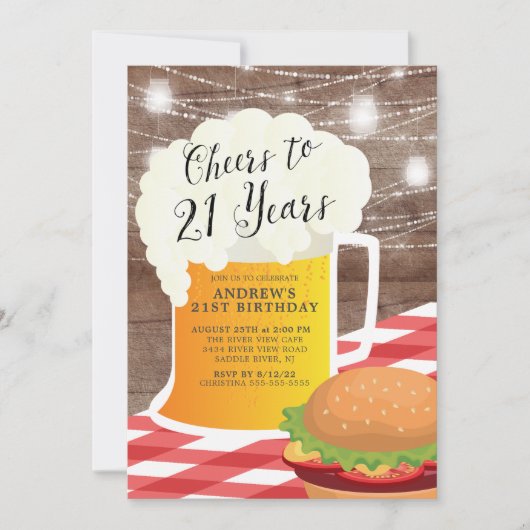 Cheers tot 21 jaar 21ST uitnodiging op zaterdag (Voorkant)