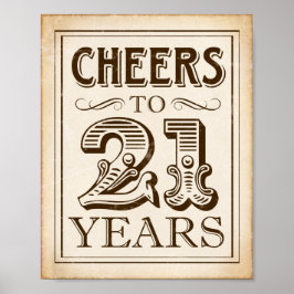  CHEERS TOT 21 JAAR Ondertekening afdrukken Poster
