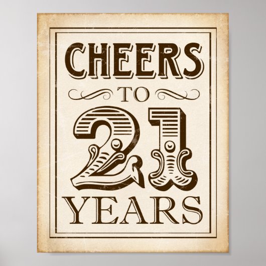  CHEERS TOT 21 JAAR Ondertekening afdrukken Poster (Voorkant)