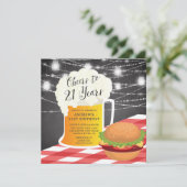 Cheers tot 21 jaar uitnodiging op verjaardag (Staand voorkant)