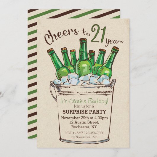 Cheers tot 21 jaar uitnodiging op zaterdag (Voorkant / Achterkant)