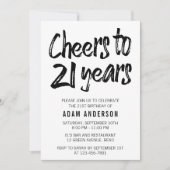 Cheers tot 21 jaar zwart en wit 21 jaar geboorteda kaart (Voorkant)