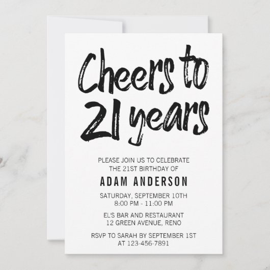 Cheers tot 21 jaar zwart en wit 21 jaar geboorteda kaart (Voorkant)