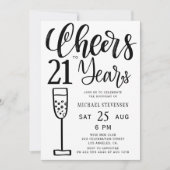 Cheers tot 21 jaar zwart-wit verjaardagsfeest kaart (Voorkant)
