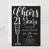 Cheers tot 21 jaar zwart-wit verjaardagsfeest kaart (Voorkant)