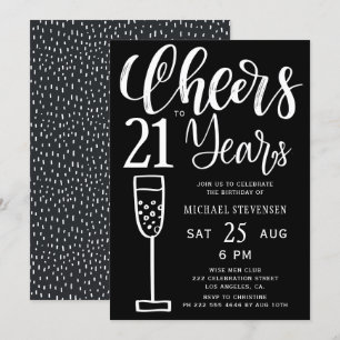 Cheers tot 21 jaar zwart-wit verjaardagsfeest kaart