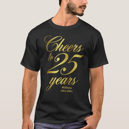 Cheers tot 25 jaar 25e verjaardag t-shirt (Voorkant)