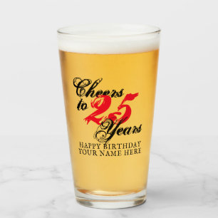 Cheers tot 25 jaar 25th Birthday bierglass gift Glas