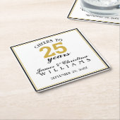 Cheers tot 25 jaar bruiloft Jubileum Gold Kartonnen Onderzetters (Schuin)