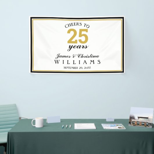 Cheers tot 25 jaar bruiloft Jubileum Gold Spandoek (Beurs)